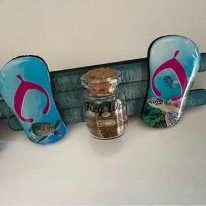 Coastal Flip-Flop Wall Art with Sea Turtle Design key west refrigerator magnet